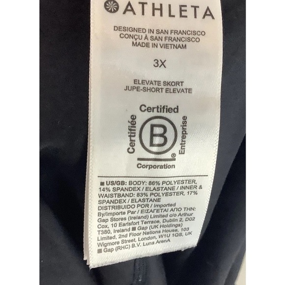 Athleta Sz 3X Levitate Pleated Skort Black Polyester Spandex Zip Pocket - Picture 6 of 7